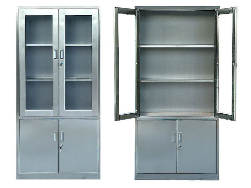 周口不銹鋼上玻下鐵器械柜